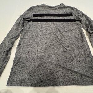 Men's Gray Long Sleeve Softwash Shirt with Black Stripes Small